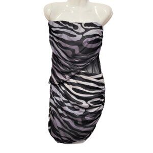 Strapless Sexy Dress Black and White Bodycon Dress - Size M / Size L